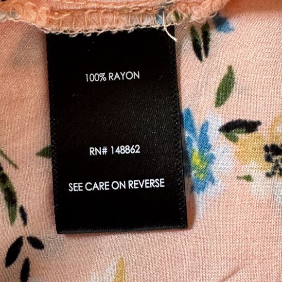 Torrid Floral Challis Button Fit Flare Blouse Peach Women's Plus Size 1X - Picture 5 of 8